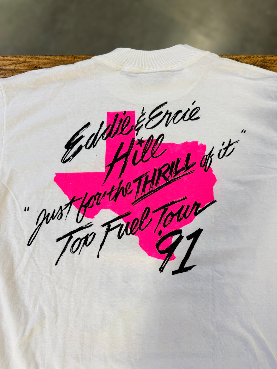 Vintage 1991 Eddie Hill Top Fuel Tour T-Shirt XL Double Sided NHRA Drag Racing Tee