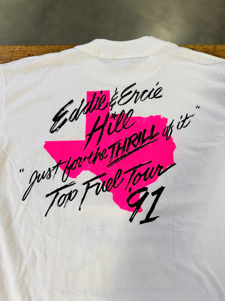 Vintage 1991 Eddie Hill Top Fuel Tour T-Shirt XL Double Sided NHRA Drag Racing Tee