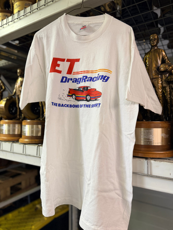 Vintage 90s ET Bracket Racing Tee (XL) – “Backbone of the Sport” Drag Racing Shirt