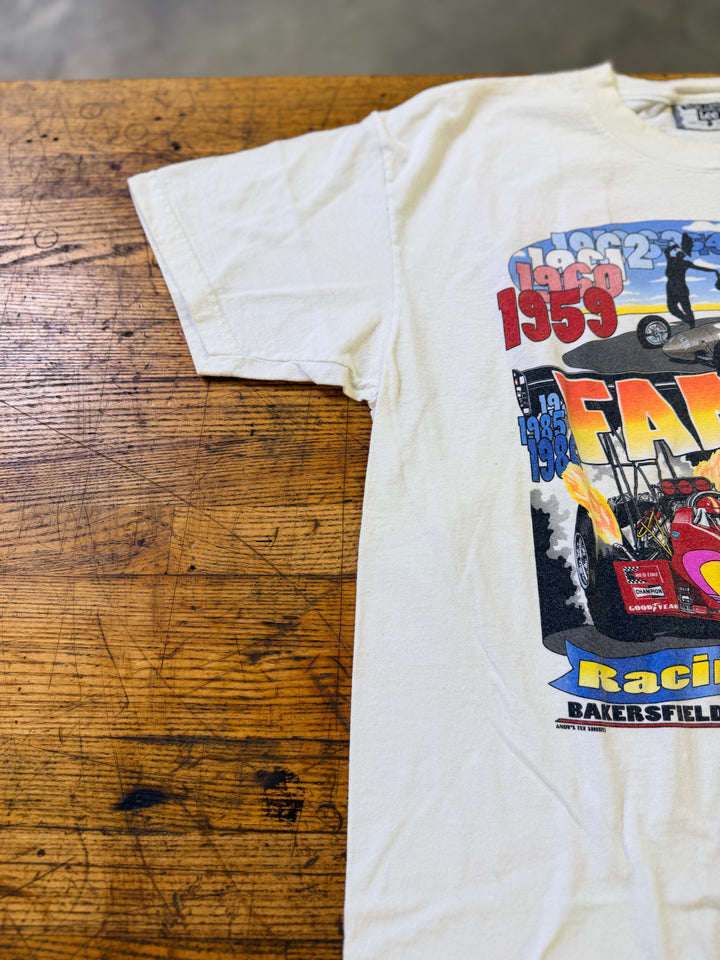 Vintage 1996 Famoso Raceway Tee Large Budweiser Warm Up NHRA Drag Racing Double Sided
