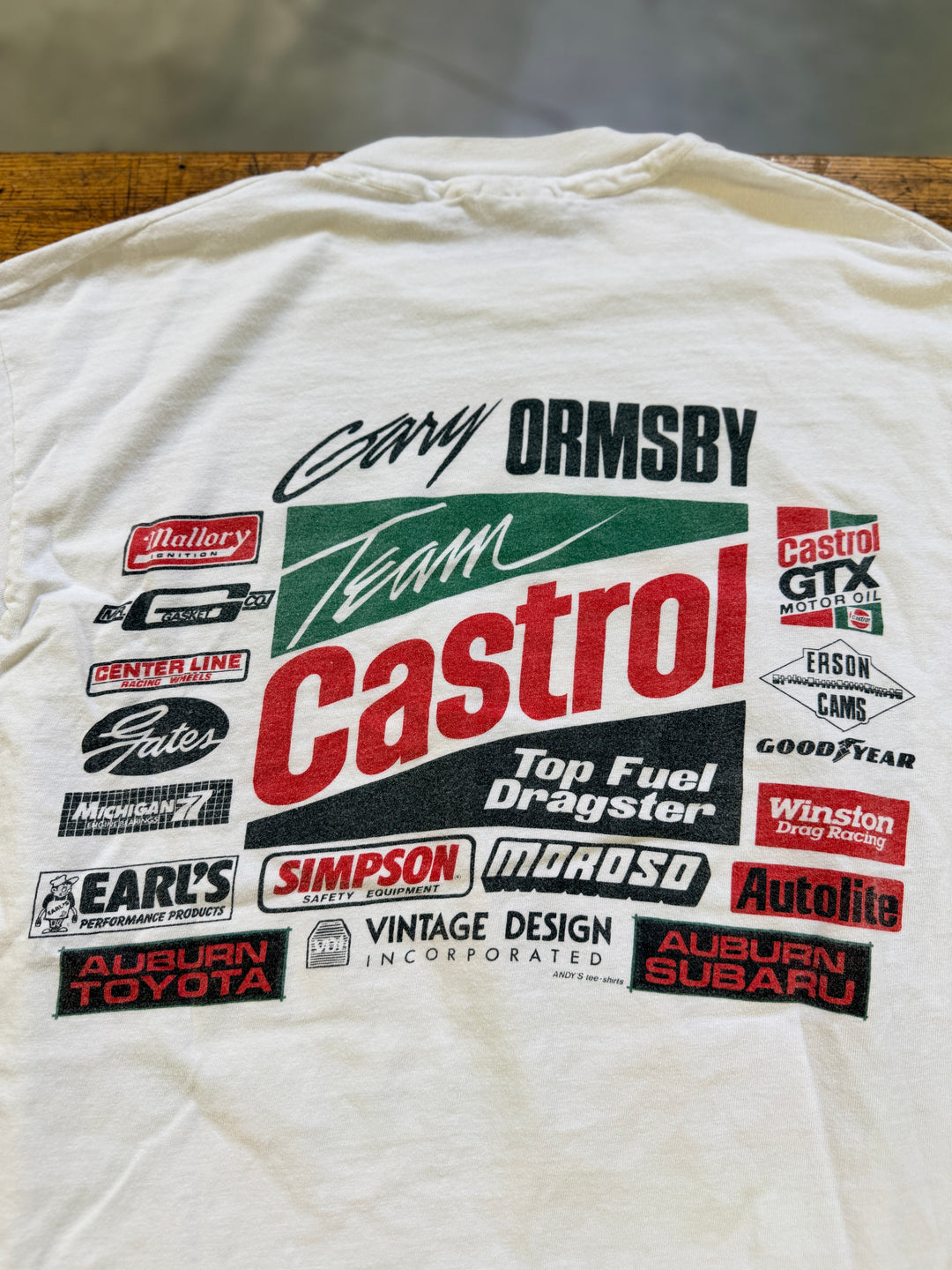 Vintage 1991 Gary Ormsby Castrol Top Fuel Dragster T-Shirt XL Single Stitch NHRA Racing Tee