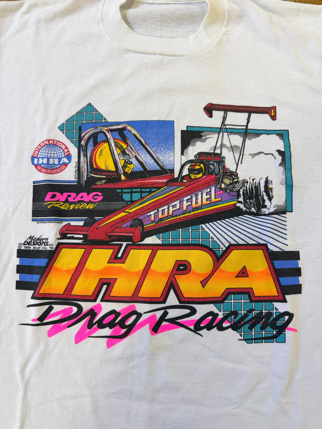 Vintage 1990 IHRA Top Fuel Drag Racing T-Shirt XL Single Stitch 90s Graphic Tee