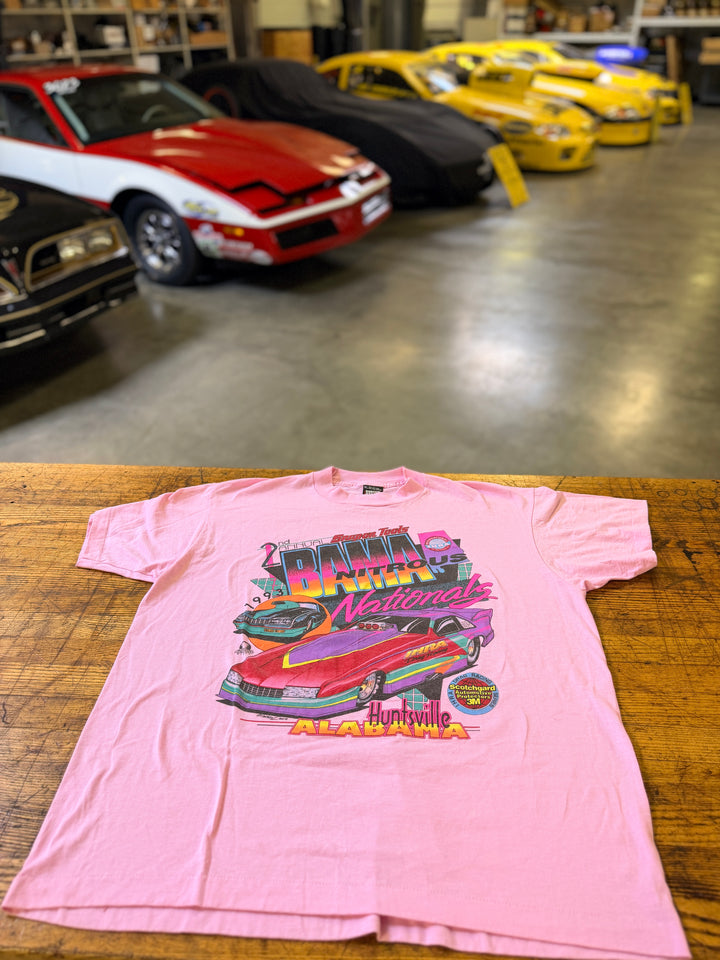 Vintage 1993 IHRA BAMA Nitrous Nationals T-Shirt XL Pink Pro Mod Drag Racing 90s Graphic Tee