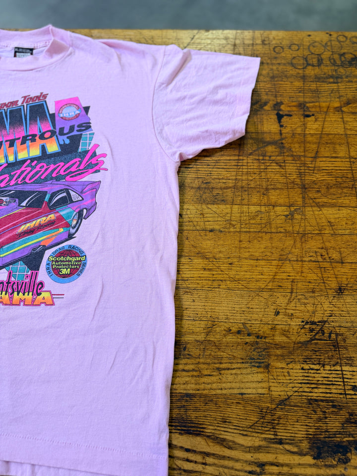 Vintage 1993 IHRA BAMA Nitrous Nationals T-Shirt XL Pink Pro Mod Drag Racing 90s Graphic Tee