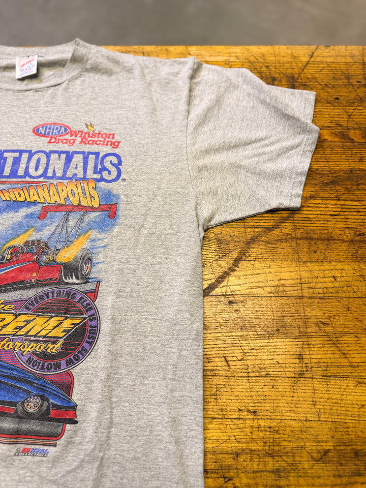Vintage 1996 NHRA U.S. Nationals Indianapolis Tee (Size XL) – Rare Single Stitch Drag Racing Shirt