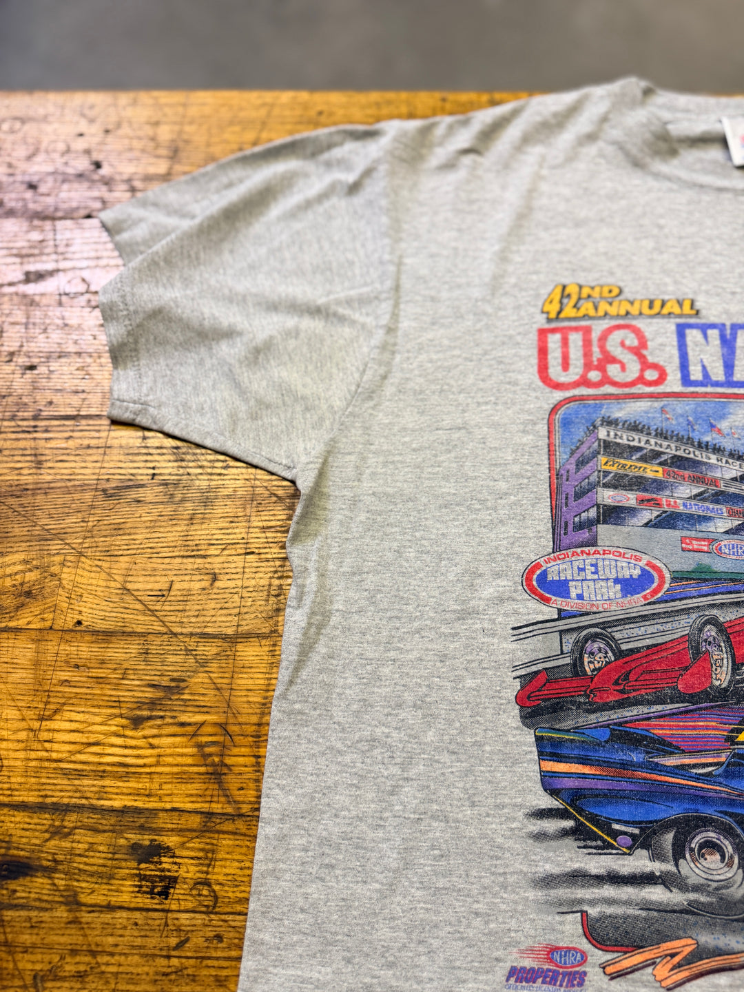 Vintage 1996 NHRA U.S. Nationals Indianapolis Tee (Size XL) – Rare Single Stitch Drag Racing Shirt