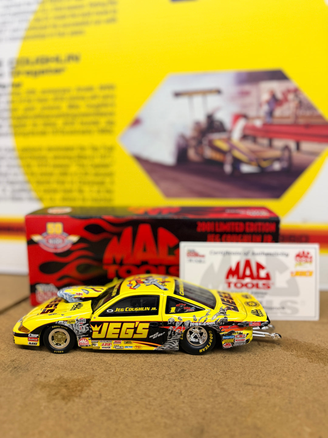 Jeg Coughlin Jr Mac Tools 2001 Chevy Cavalier Pro Stock 1:24 – 1 of 3,000 NHRA Diecast