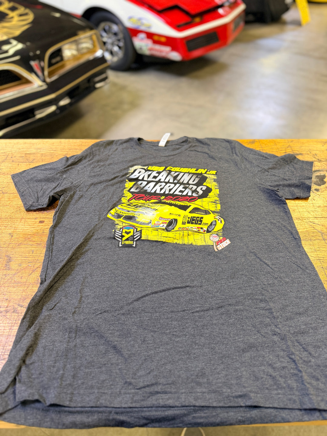 Jeg Coughlin Jr “Breaking Barriers” Tour 2020 T-Shirt (XL) – NHRA Pro Stock Farewell Era Tee