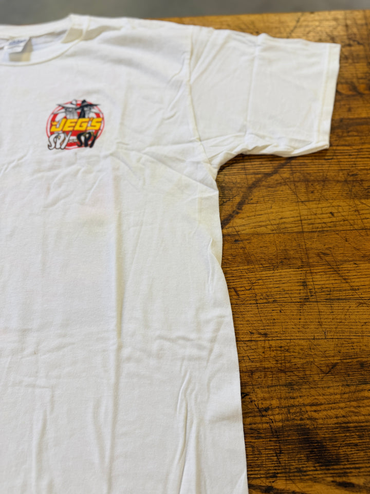 Vintage 2004 Jeg Coughlin Jr “Spy vs Spy” JEGS Pro Stock Tee (XL) – Rare NHRA Graphic Shirt