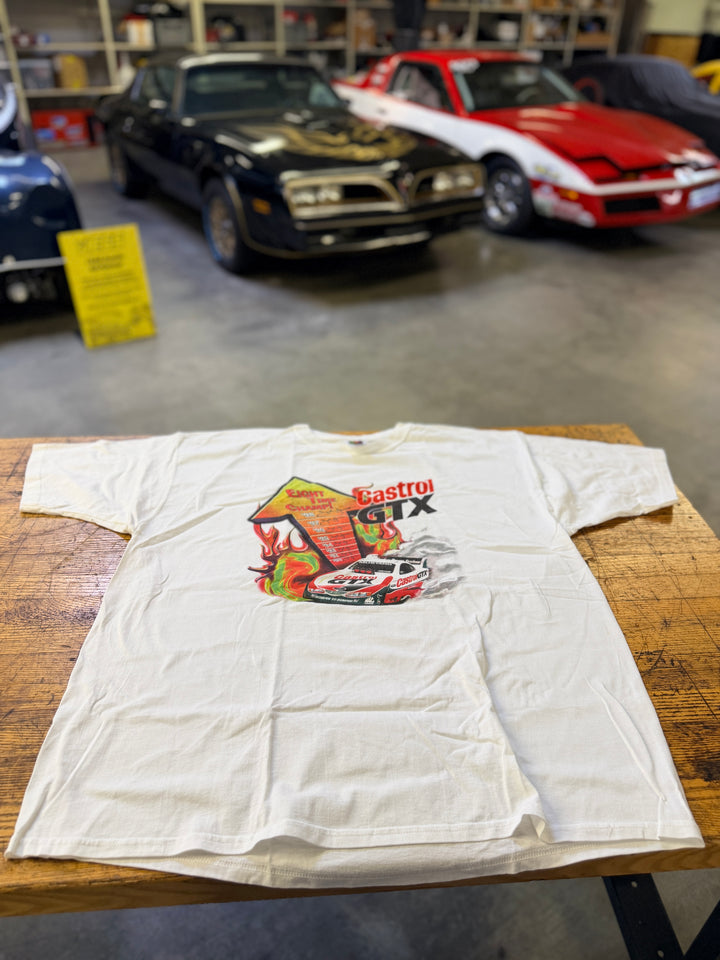 Vintage 90s John Force Castrol GTX 8-Time Champion Tee (XXL) – Rare NHRA Funny Car Shirt