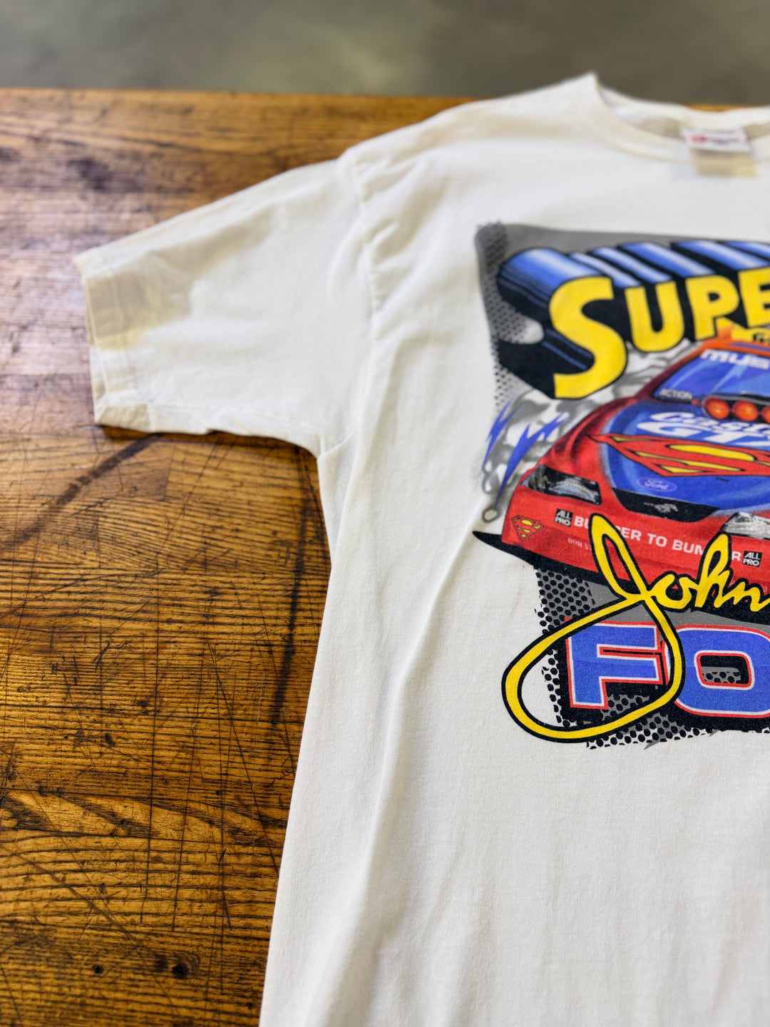 Vintage 1999 John Force Superman NHRA Funny Car T-Shirt (XL) – Double-Sided Castrol GTX Racing Tee