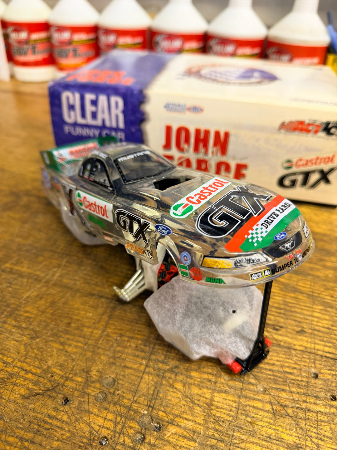 John Force 2002 Clear Castrol GTX Mustang Funny Car 1:24 – 1 of 6,396 NHRA Diecast