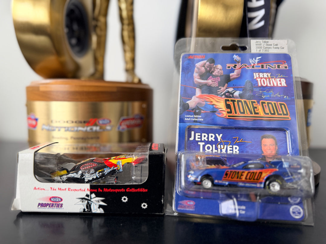 Jerry Toliver 1:64 Funny Car 2-Pack – 1998 Spy vs. Spy (1 of 2,500) & 2000 Stone Cold Steve Austin WWF NHRA Diecast