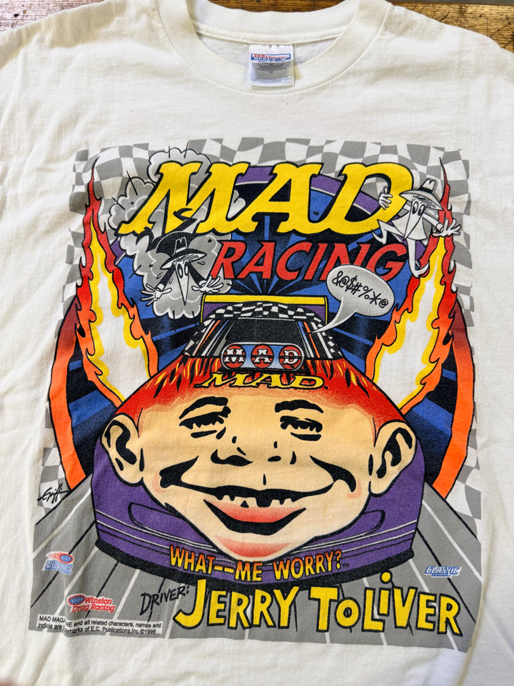 Vintage 90s MAD Magazine Jerry Toliver Racing Tee XL