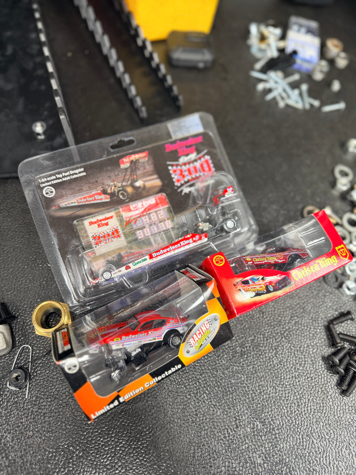 Kenny Bernstein “Bud King” 3-Pack – 1992 Top Fuel Dragster & 1979 King Arrow Funny Cars (1:64 Scale)