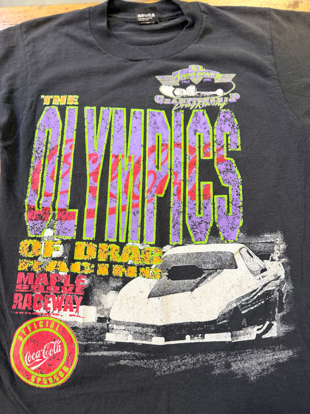 Vintage 90s Olympics of Drag Racing Maple Grove Raceway Tee (Size Medium)