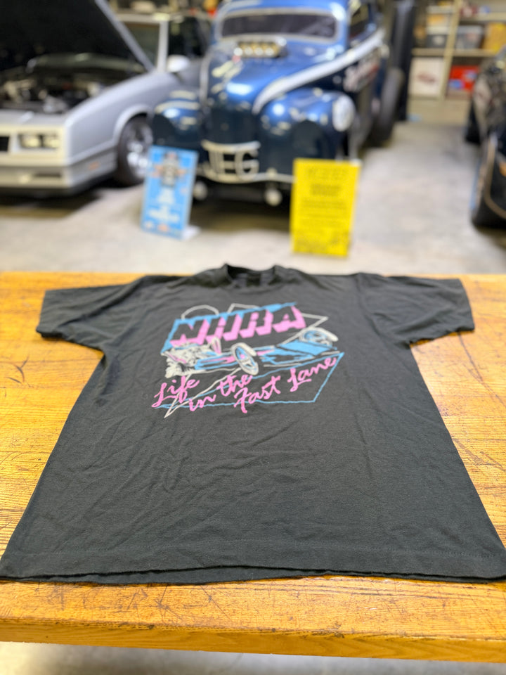 Vintage 90s NHRA Life In The Fast Lane Tee XL Single Stitch Black Drag Racing Shirt