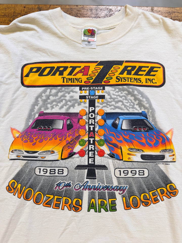 Vintage 1998 Porta Tree Snoozers Are Losers Tee XL Drag Racing Double Sided