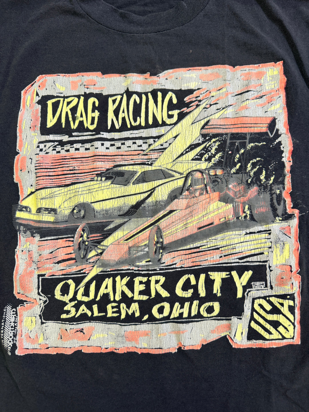 Vintage 90s Quaker City Dragway Tee (L) – Salem Ohio Drag Racing Single Stitch Shirt