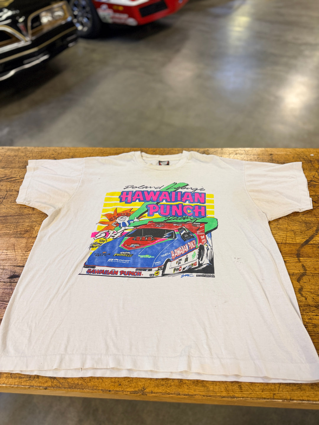 Vintage 90s Hawaiian Punch Funny Car Tee XXL Roland Leong Jim White NHRA Double Sided Rare