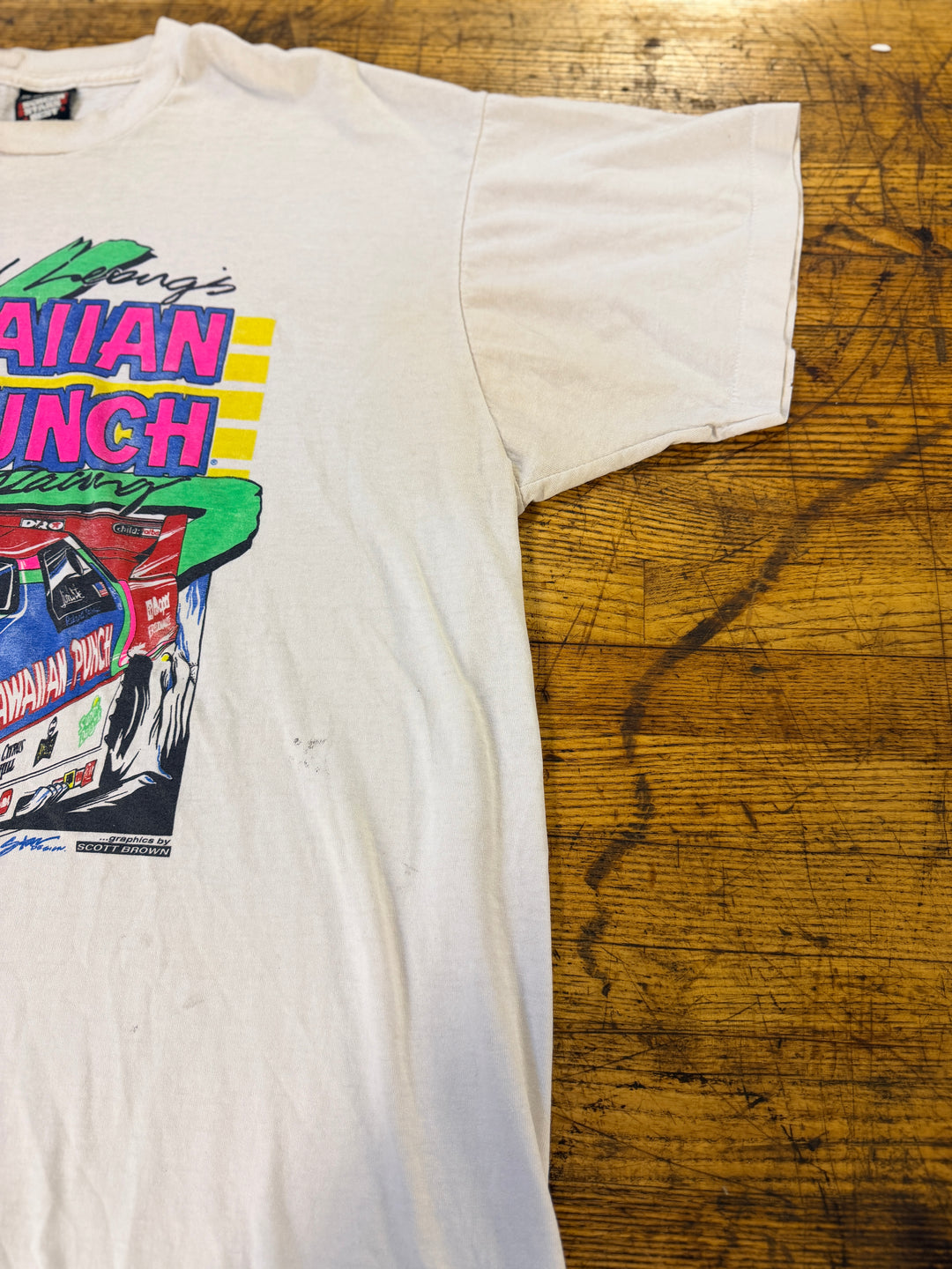 Vintage 90s Hawaiian Punch Funny Car Tee XXL Roland Leong Jim White NHRA Double Sided Rare