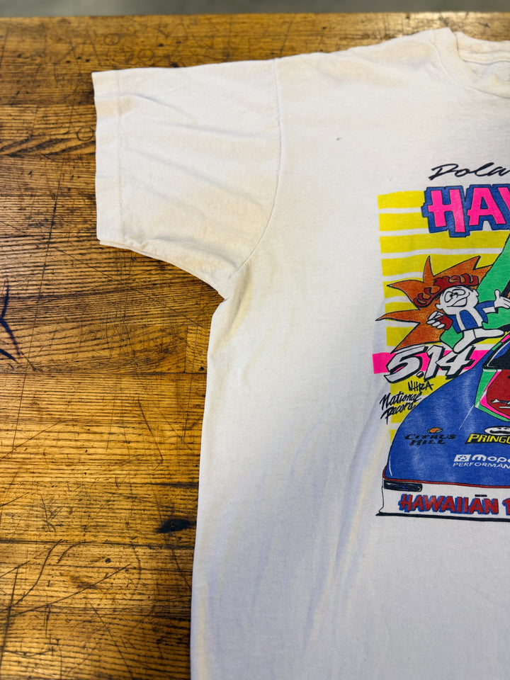 Vintage 90s Hawaiian Punch Funny Car Tee XXL Roland Leong Jim White NHRA Double Sided Rare