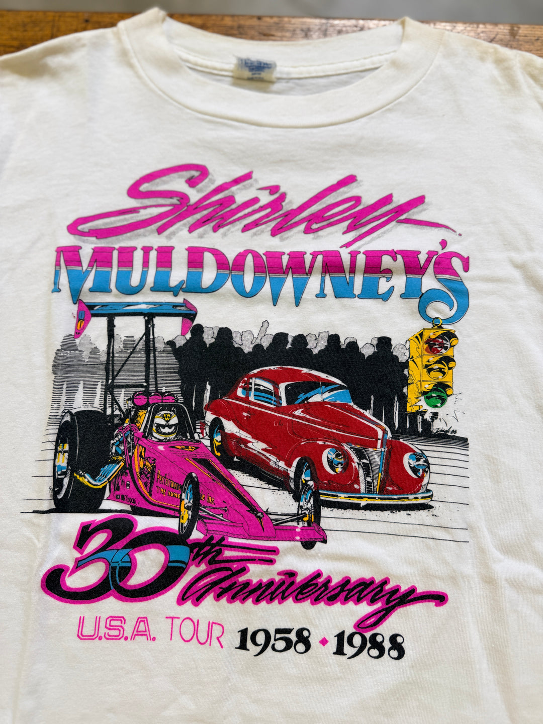 Vintage 1988 Shirley Muldowney 30th Anniversary Tour T-Shirt Large Single Stitch NHRA Drag Racing Tee