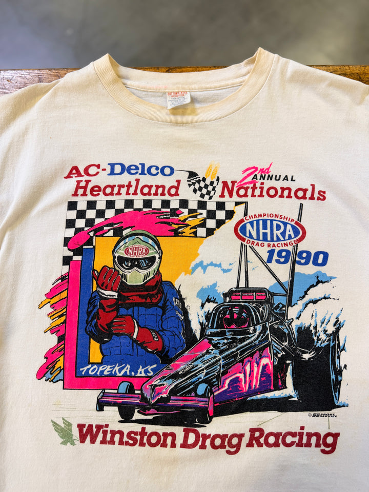 Vintage 1990 NHRA AC Delco Heartland Nationals Winston Drag Racing Tee (Size XXL)