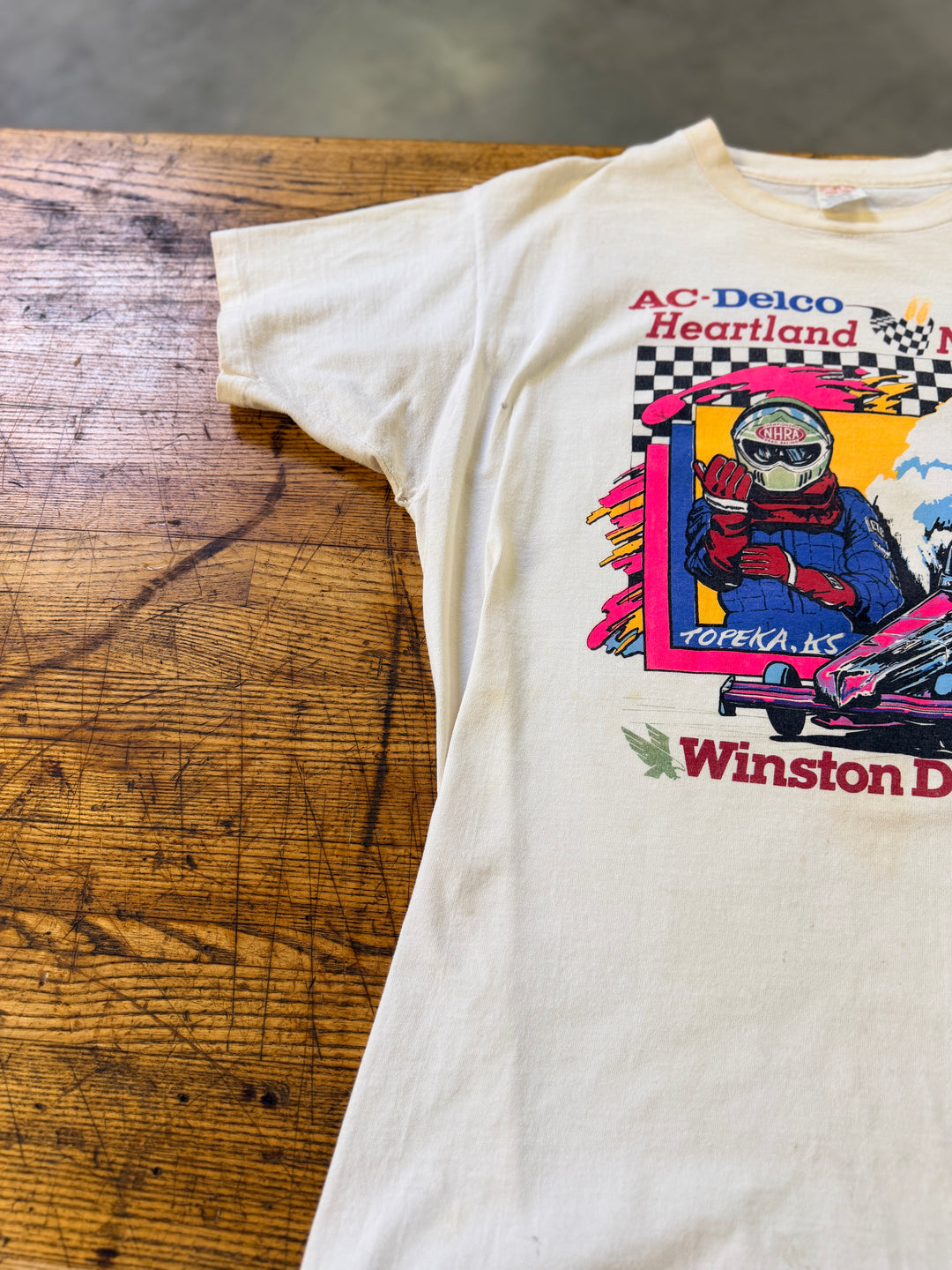 Vintage 1990 NHRA AC Delco Heartland Nationals Winston Drag Racing Tee (Size XXL)