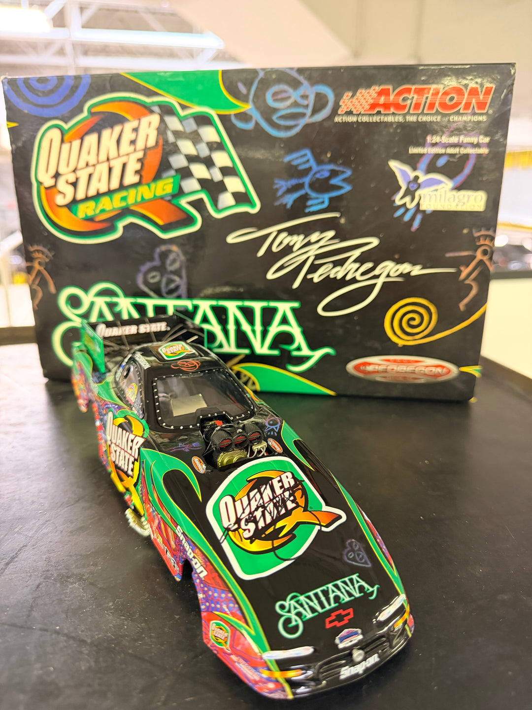 Tony Pedregon 2004 Quaker State Santana Funny Car 1:24 Diecast – Autographed 1 of 4,848 NHRA Collectible