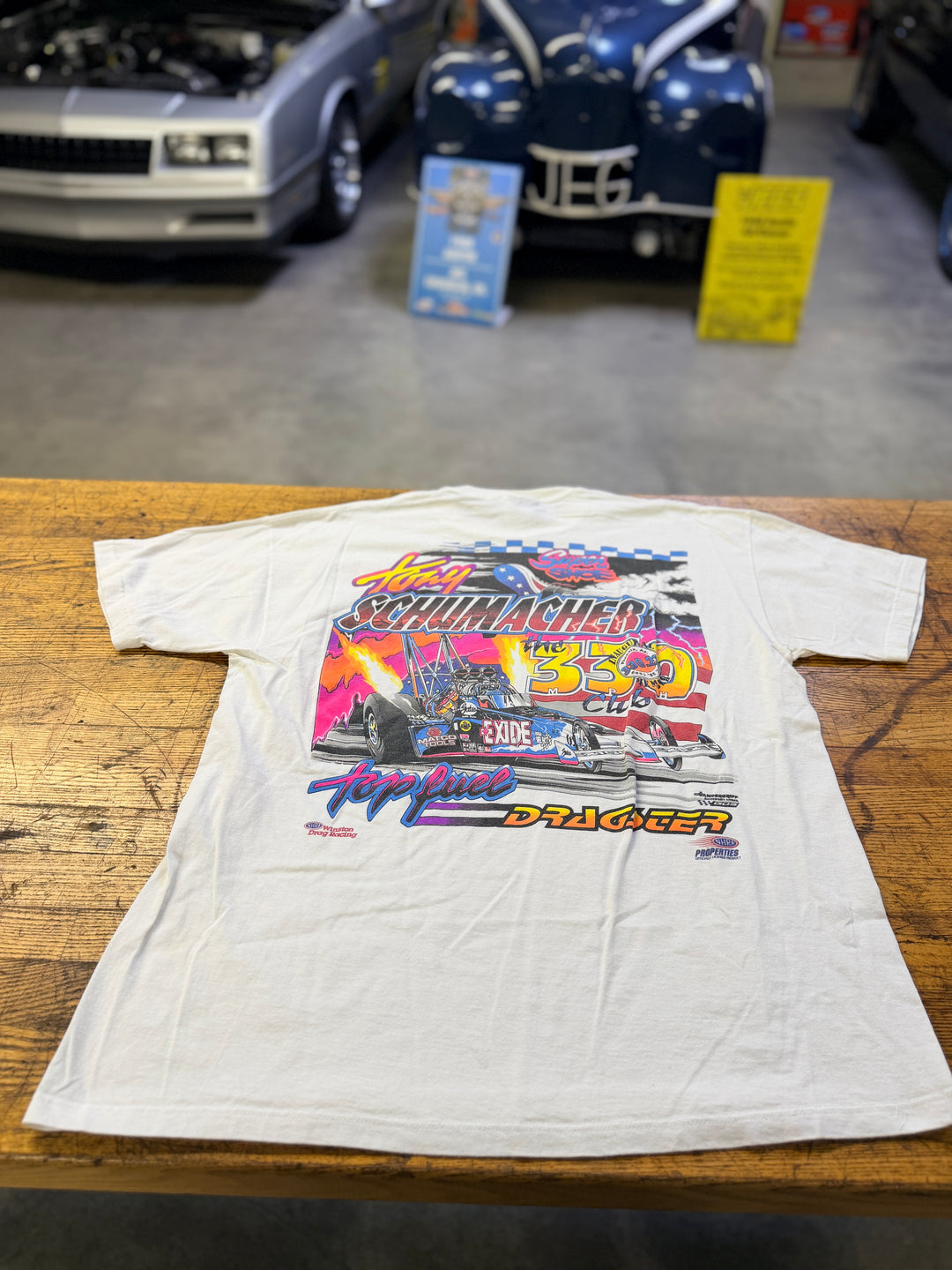 1999 Tony Schumacher Exide Top Fuel Tee (Signed)  NHRA — Size Large