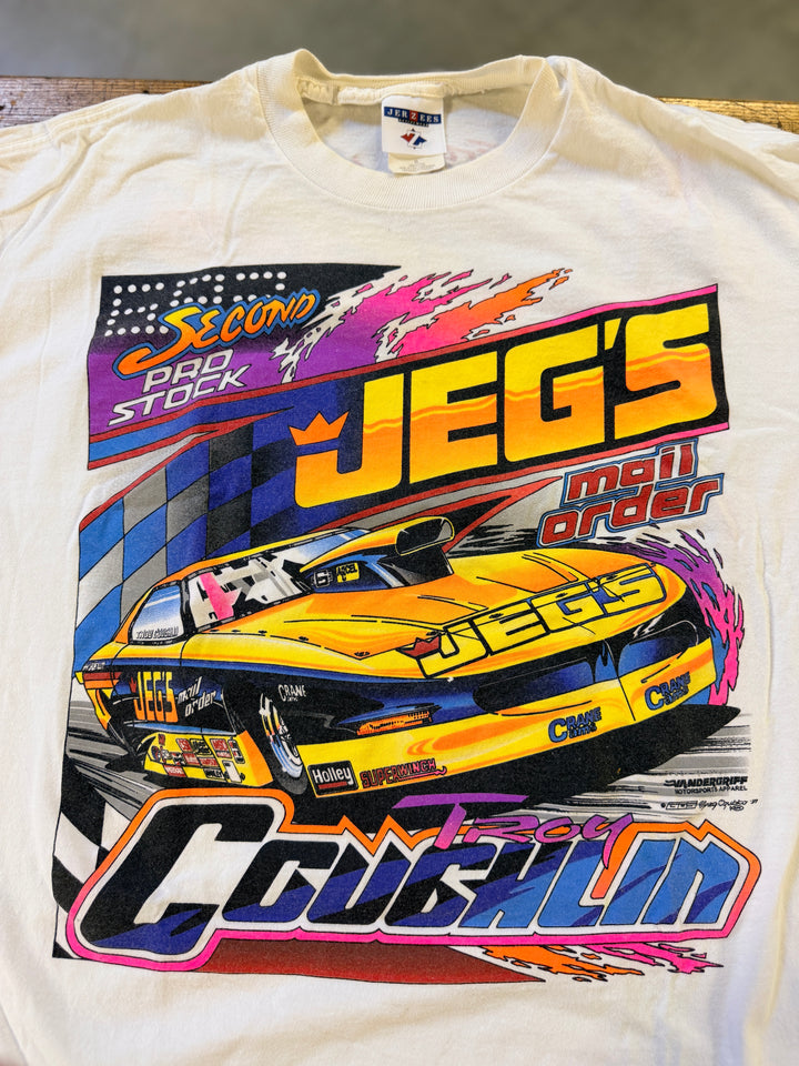 Vintage 1997 Troy Coughlin Sr JEGS 6-Second Club Tee XXL – NHRA Pro Stock Shirt – Rare 90s Drag Racing