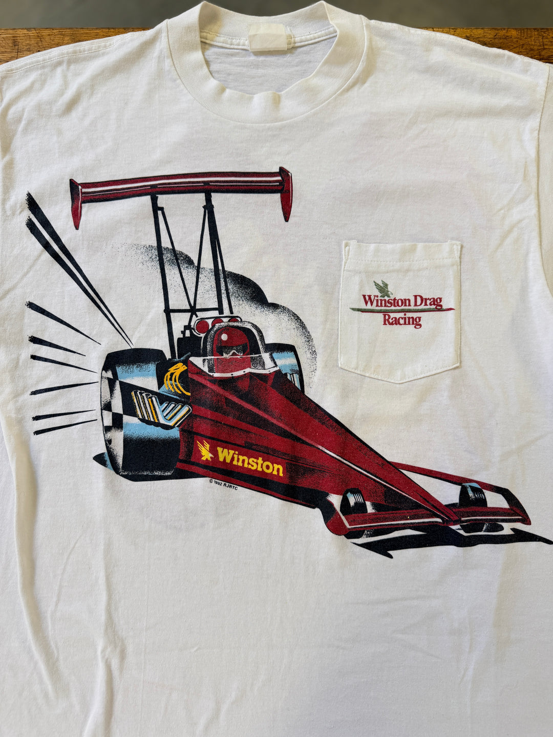 Vintage 1992 Winston Drag Racing Pocket Tee Large – NHRA Top Fuel Dragster Shirt