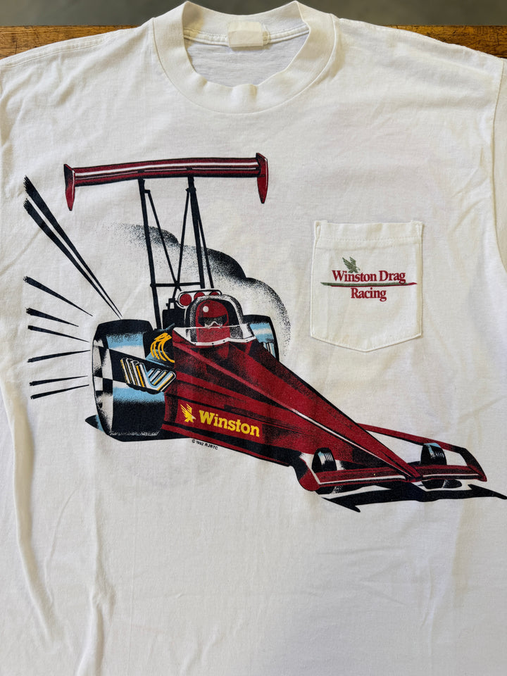 Vintage 1992 Winston Drag Racing Pocket Tee Large – NHRA Top Fuel Dragster Shirt